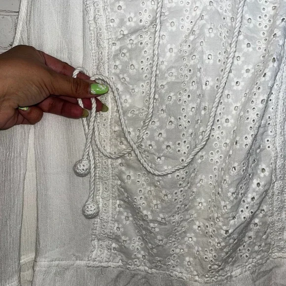 Breathless White Eyelet Lace Peplum Tank Top Sleeveless Boho Plus Size 1X - Picture 4 of 6